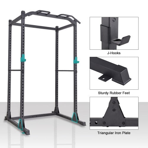 Power Cage, Multifunctional 1200lb Capacity Squat Rack with 2 Extra J-Hooks for Squats, Bench Press, Pull Ups, Strength Training, Home, Gym - 1026785 Power Cage, Multifunctional 1200lb Capacity Squat Rack with 2 Extra J-Hooks for Squats, Bench Press, Pull Ups, Strength Training, Home, Gym - 1026785